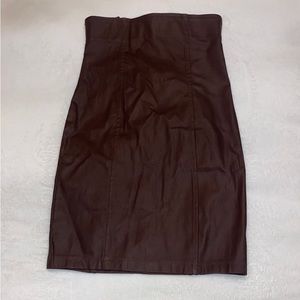 Akira High Waisted Mini Skirt Brown Wax coated size Small NWT